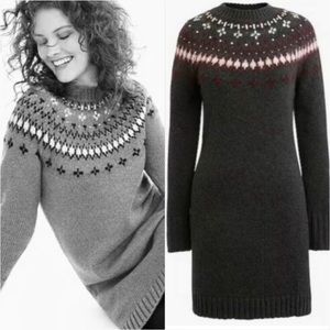 J CREW JEWEL EMBELLISHED FAIR ISLE SWEATER DRESS